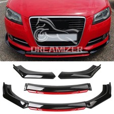 For Audi A3 S3 8P A4 S4 B8 Black Red Front Bumper Lip Spoiler Splitter Body Kit