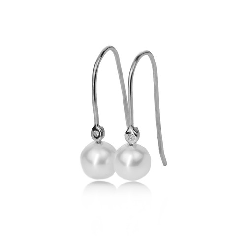 Pearl diamond dangle - diamond, earrings