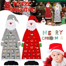 Christmas Advent Calendar 24 Fillable with Pockets Hanging Pendant Santa Claus