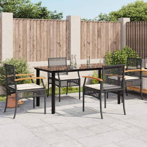 Garden dining set black - black, pe