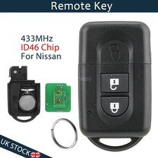 433MHz Flip Key Fob ID46 For Nissan Qashqai X-trail Micra Juke Navara 2 Button