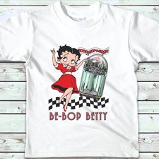 Betty Boop T-shirt Mens Womens Kids 3 -13 Yeras S - 2XL Black Top Tee  Gift GN10