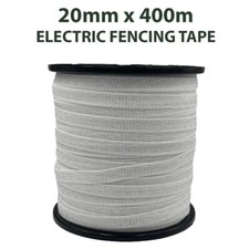 ELECTRIC FENCE TAPE 20mm x 400 Metre Roll White Poly Fencing Horse Paddock