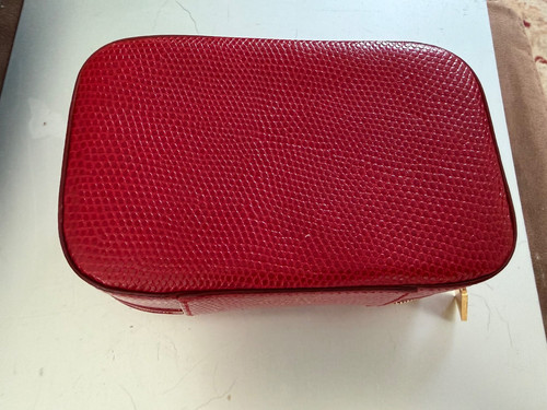 Smythson red leather - make, up