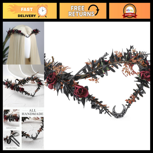 Gothic black flower crown - black,