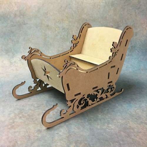 Wooden sleigh festive ornament - wooden,