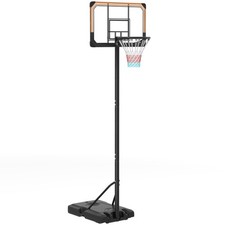 SPORTNOW Basketball Backboard Hoop Net Set System w/ Wheels, 182-213cm - Black