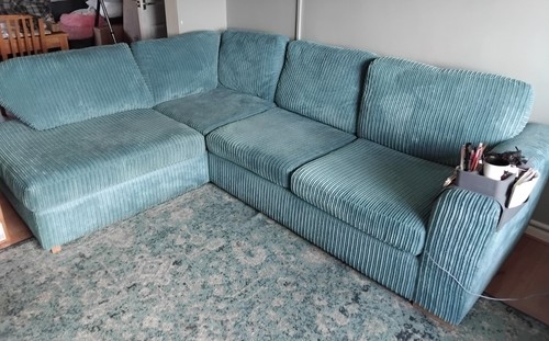 Blue corduroy striped - blue, corner