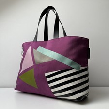 LULU GUINNESS Large Cassis Pop Out Girl Larysa Tote Bag Purple Patchwork Effect