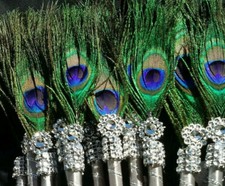 The10 Peacock Feather Pen PartyFAVOR forWeddings,Sweet16, Bridal ,Quinceañera,Bo