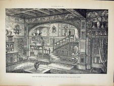 Old Builder 1884 Design Interior Decoration Hall Staircase Edwin Will 19th