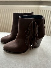 ATELIER Italian Brown Suede Ankle Boots With Side Tassel Fringe Size UK7 (EU40)