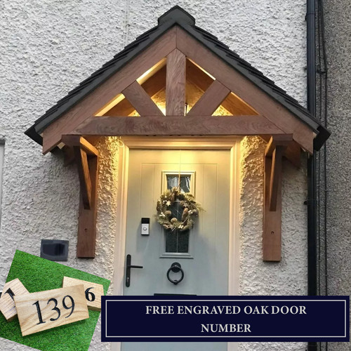 Solid oak porch - oak, front