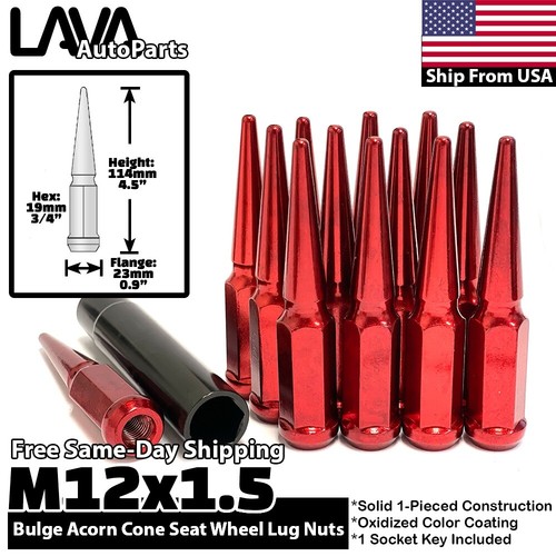 24x red 12x1 spike - red, nut