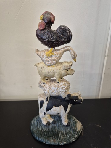 Vintage cast iron door stop - cast,
