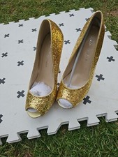 Koi Couture High Heels Party Glitter Gold Shoes Size UK 6 EU 39 New Exdisplay 