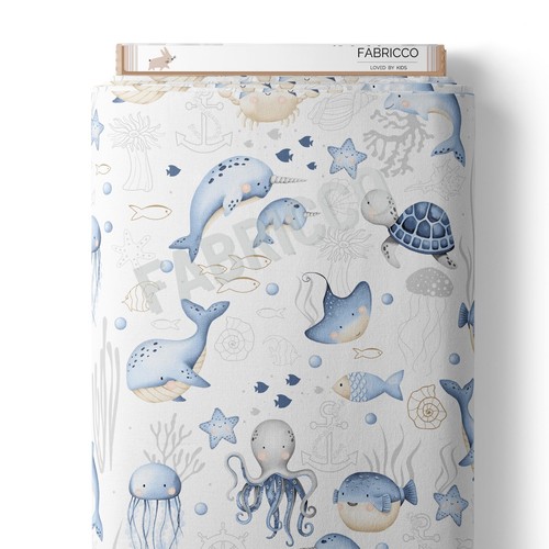 Sea life cotton - sea, kids