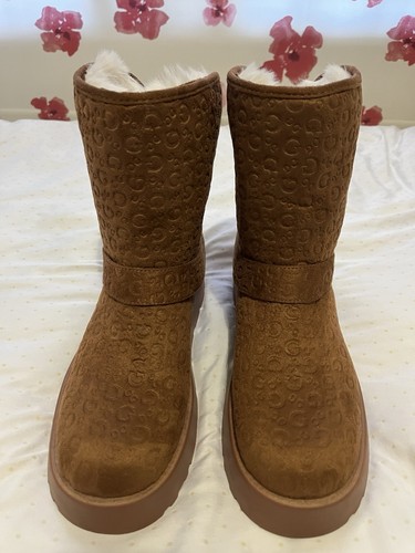 Guess brown faux suede boots - brown,