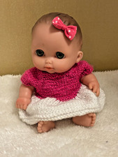 Berenguer Doll (preloved), New Pink Outfit , Spotty Fabric Bow  & Adoption Cert