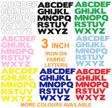 IRON ON Die Cut Fabric LETTERS! Approx 3 INCH SIZE! in Various Colours! 3" SIZE