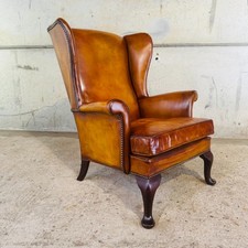 Vintage Parker Knoll Wing Back Tan Leather Chair  #A776