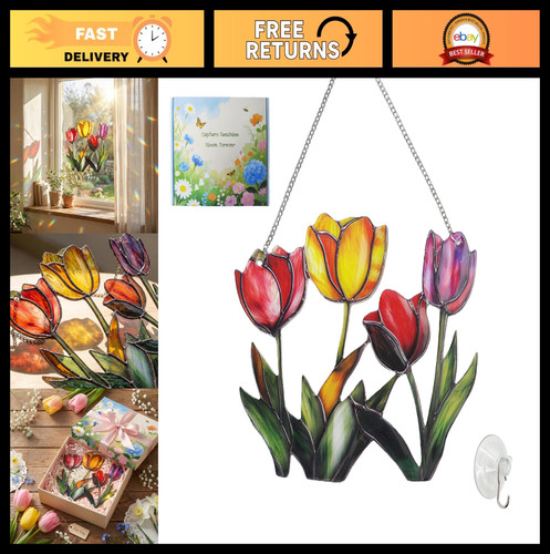 Handmade stained glass tulip - glass,