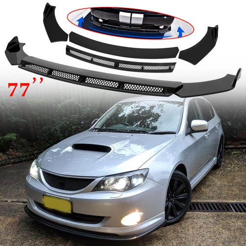Glossy black front bumper lip - black,