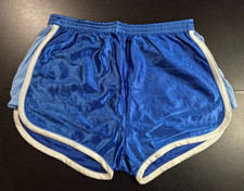 Vintage size L unlined royal blue silky shiny nylon sprinter shorts