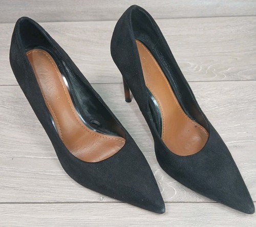 Zara black suede pointed toe - black,