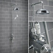 Traditional Dual Exposed Thermostatic Traditional Rigid Riser Shower Kit Round 