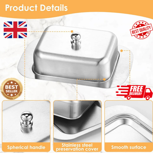 Stainless steel butter dish - steel,