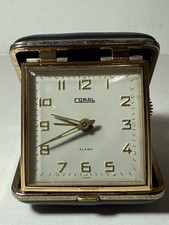 Vintage Coral Travel Alarm Clock Date - Made in Japan - Tested & Working
