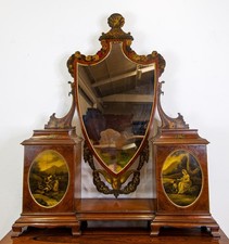 Victorian Mahogany Table Top Cheval Mirror with Painted Panels c.1890