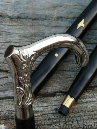 Solid silver walking stick - silver,