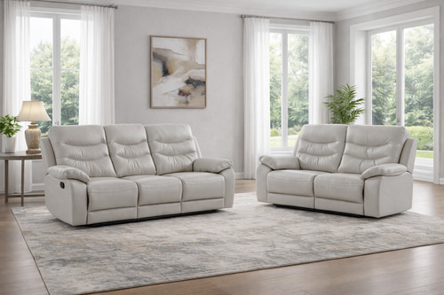 Grey italian leather seater - leather,