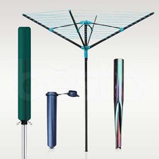 4 Arm Clothes Line Rotary Washing Line Outdoor Ground Spike Airer Dryer Cover