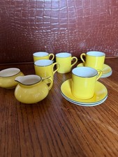 Crown Ducal Ware -5 espresso Cups and Saucers Jug And Sugar Bowl, yellow vintage