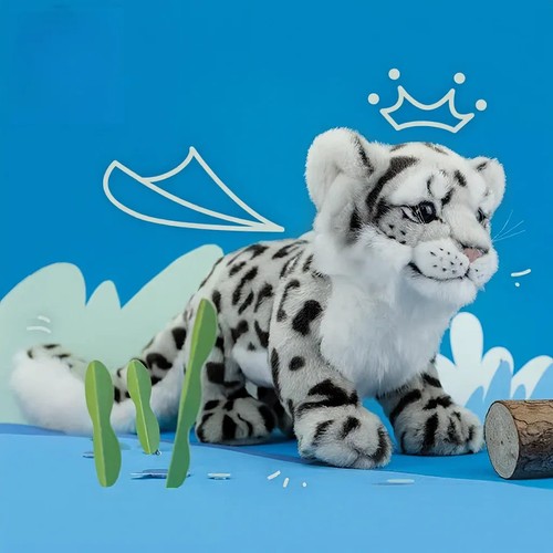 Lifelike snow leopard plush - snow,