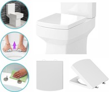 Luxury Square Toilet Seat Heavy Duty White Soft Close Top Quick Release Hinges