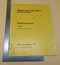 Whitsed Super Duplex Mark 2 Potato Harvester Dealers Spares list PM 6807 PB 1970
