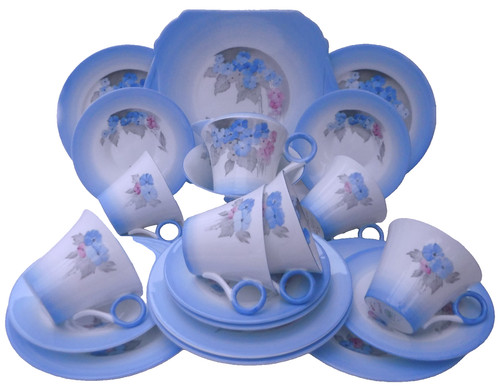 Shelley phlox blue tea set - phlox,