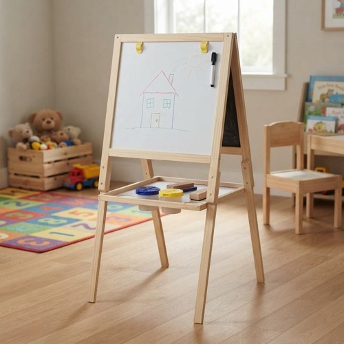 Engaging wooden easel - 2-in-1,
