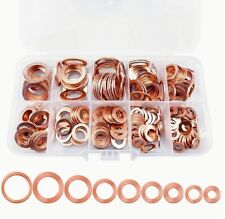 100 Copper Washer Gasket Nut And Bolt Set Flat Ring Seal Assortment Kit