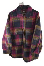 ZARA Pink Overshirt Coat size M-L Womens Checked Casual Outdoors Outerwear