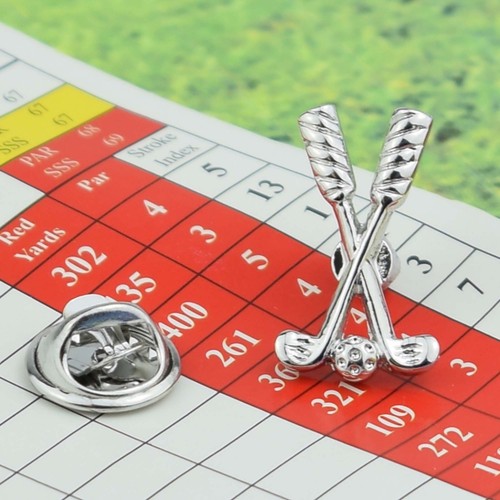 Crossed golf clubs lapel pin - golf,