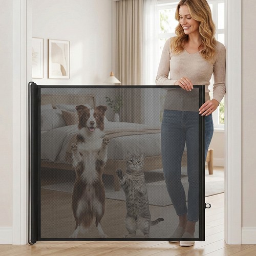 Retractable pet dog gate - retractable,