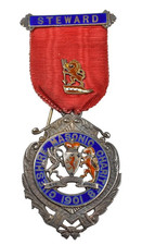 Antique Old The Cheshire Masonic Charities 1901 Stewards Silver Gilt Jewel Medal