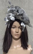 Philip Treacy Sculptural Feather Disc Silver Gray Hat Headpiece Fascinator OS