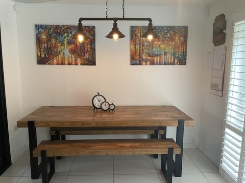 Industrial wood metal dining - wood,