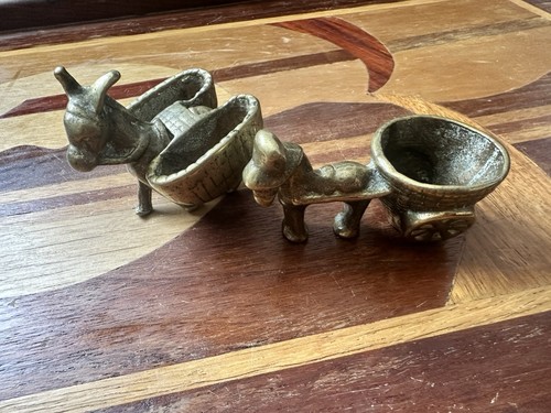 Two vintage brass donkeys one - two,